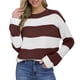 thumbnail image 2 of HongQid Sweaters for Women Crewneck Striped Cute Color Block Fall Winter Knitted Pullover Tops, 2 of 8
