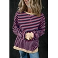 thumbnail image 4 of Women's Red Stripe Oversized Pullover Sweatshirt with Contrast Trim, 4 of 7