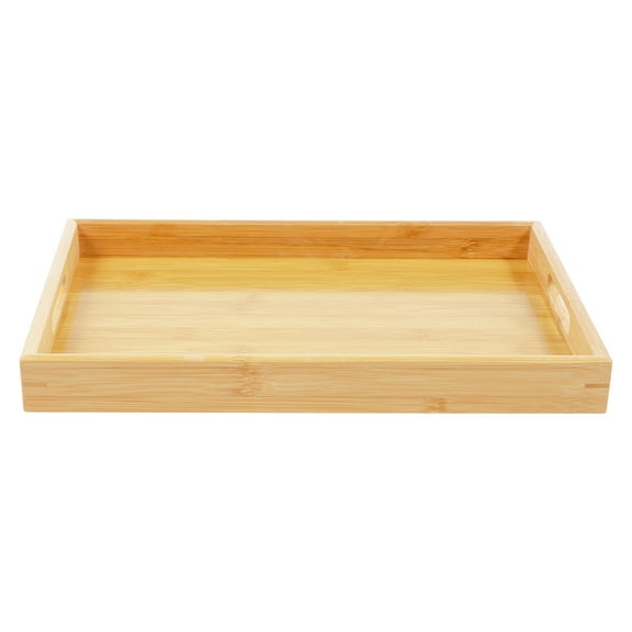 Bamboo Serving Tray with Handles Modern Serving Trays Platter Solid Bamboo Rectangle Decor Platter Ergonomic Bamboo Breakfast Tray for Breakfast in Bed