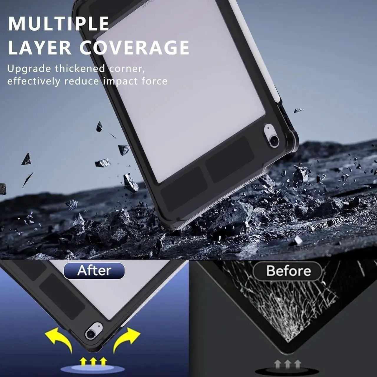 Waterproof Case for iPad Air 11 Inch Case M4/M3/M2 (2026/2025/2024), iPad Air 6th/5th/4th Generation 10.9 Inch 2022/2020 with Screen Protector Pencil Holder & Stand & Shoulder Strap & Handle