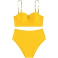 thumbnail image 3 of Women's V Neck Mesh Bikini Set Color Block Swimsuit 2 Piece Bathing Suit, 3 of 3