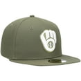thumbnail image 3 of Men's New Era Olive Milwaukee Brewers White Logo 59FIFTY Fitted Hat, 3 of 6