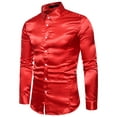 thumbnail image 2 of Liacowi Men Shiny Satin Shirt Long Sleeve Slim Fit Business Button Down Shirts Casual Party Tops, 2 of 4