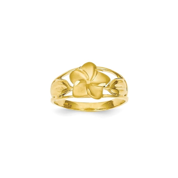 14k Satin & Diamond-Cut Plumeria Ring