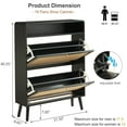 thumbnail image 3 of Sweiko Shoe Storage Cabinet with 2 Flip Drawers, Modern Entryway Shoe Cabinet, Wood Shoes Organizer Cabinet, Freestanding Rattan shoe rack cabinet for Hallway, 3 of 6