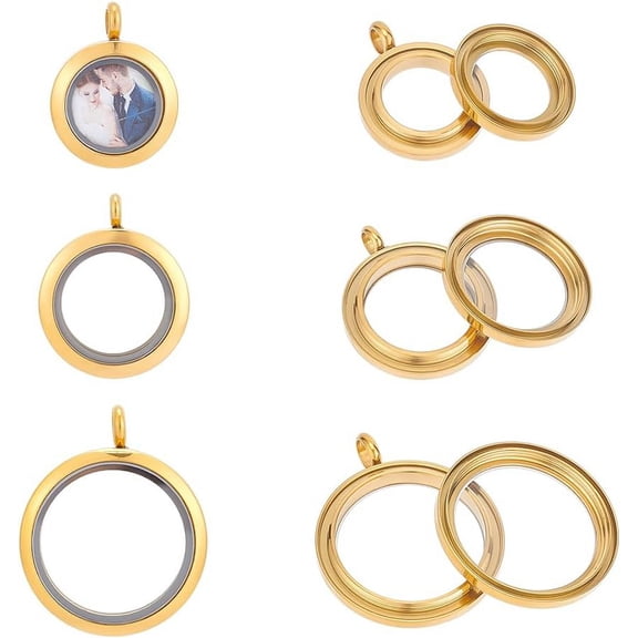 3 pcs 3 Size Memory Locket Pendants Glass