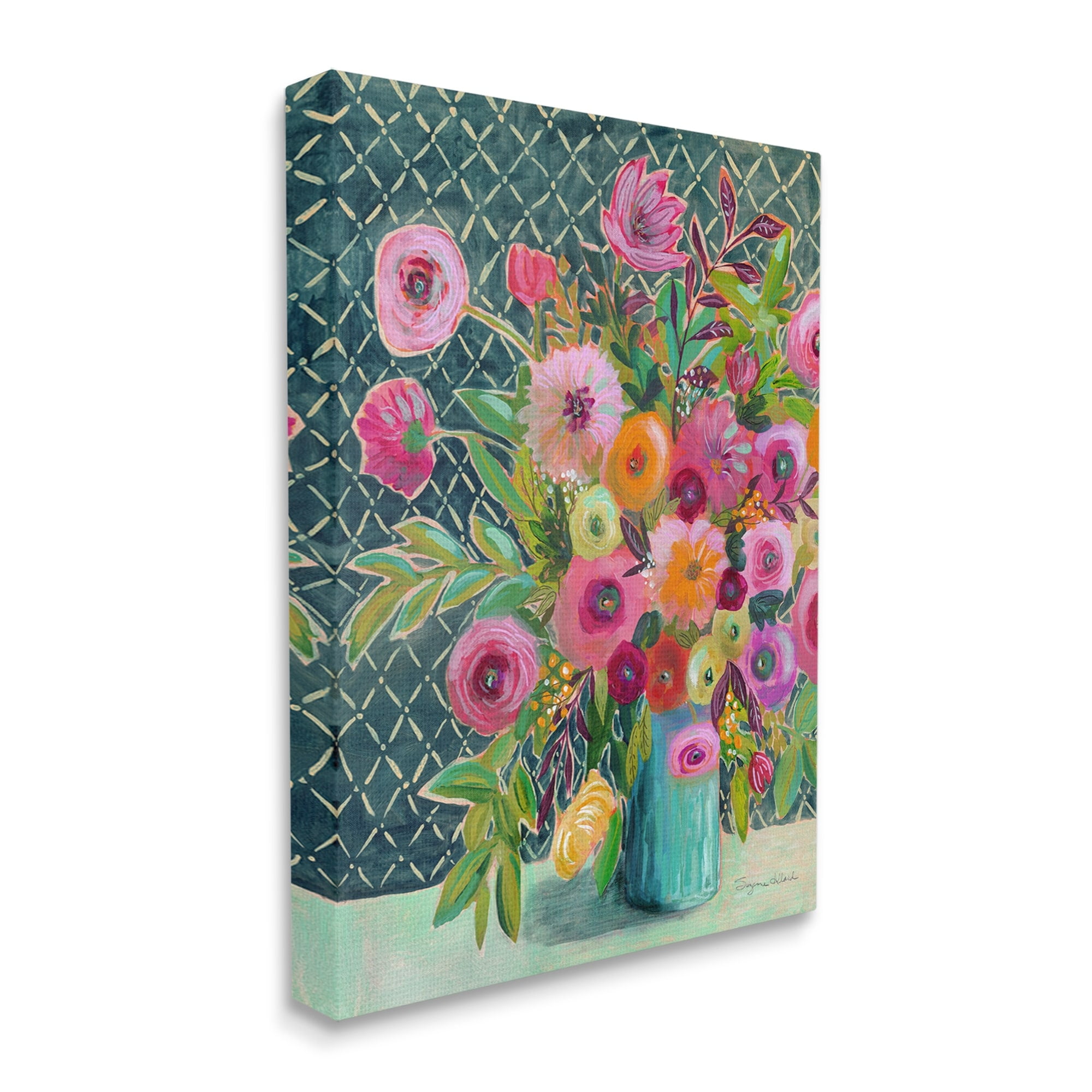Stupell Industries Patterned Modern Flower Bouquet Botanical & Floral Painting Gallery Wrapped Canvas Print Wall Art