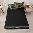 thumbnail image 4 of Metsweet Dino Tyrannosaurus Rex Zipper Full Size Comforter Sets with Fitted Sheet and 2 Pillowcases, Volcano Letter B Zipper Bedding Set, Green Brown,4pcs,Black Reversible, 4 of 6