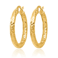 thumbnail image 3 of 14K Solid Yellow Gold Round Medium Hoop Earrings, 3 of 10