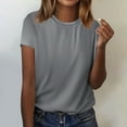 thumbnail image 2 of Kddylitq Women'S Tops Short Sleeve Tunic Tops Loose Fit 2024 Summer T Shirts Crew Neck Casual Solid Color Blouse Gray 4XL, 2 of 5