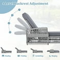 thumbnail image 3 of Outdoor Long Reclining Chaise, Recliner Chaise Lounge Chair with Armrests and Adjustable Backrest, Wicker Sofa Lounger with Soft Removable Cushions, Gray, 3 of 8