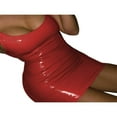 thumbnail image 1 of Robe Moulante Sexy en Cuir PU pour Femmes, Coupe Basse, Sans Manches, Mini Robe de Soirée Club Serrée, 1 of 5