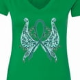 thumbnail image 4 of Inktastic Ovarian Cancer Awareness with Butterfly Ribbon Words Women's V-Neck T-Shirt, 4 of 5