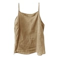 thumbnail image 4 of Camisole Tops for Women Lightweight Cotton Linen Loose Fit Casual Plain Spaghetti Strap Cami Tank Top Summer Outfits, 4 of 4