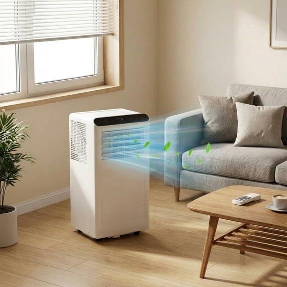 8000 BTU Portable Air Conditioner, 3-In-1 Cool/Fan/Dehumidifier, Cools Up to 350 Sq.Ft, with Remote Control, Wheels & Window Kit