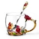 thumbnail image 1 of Taza OEAGO de cristal esmaltado con forma de mariposa y rosa, 330 ml, para mujer, 1 of 5