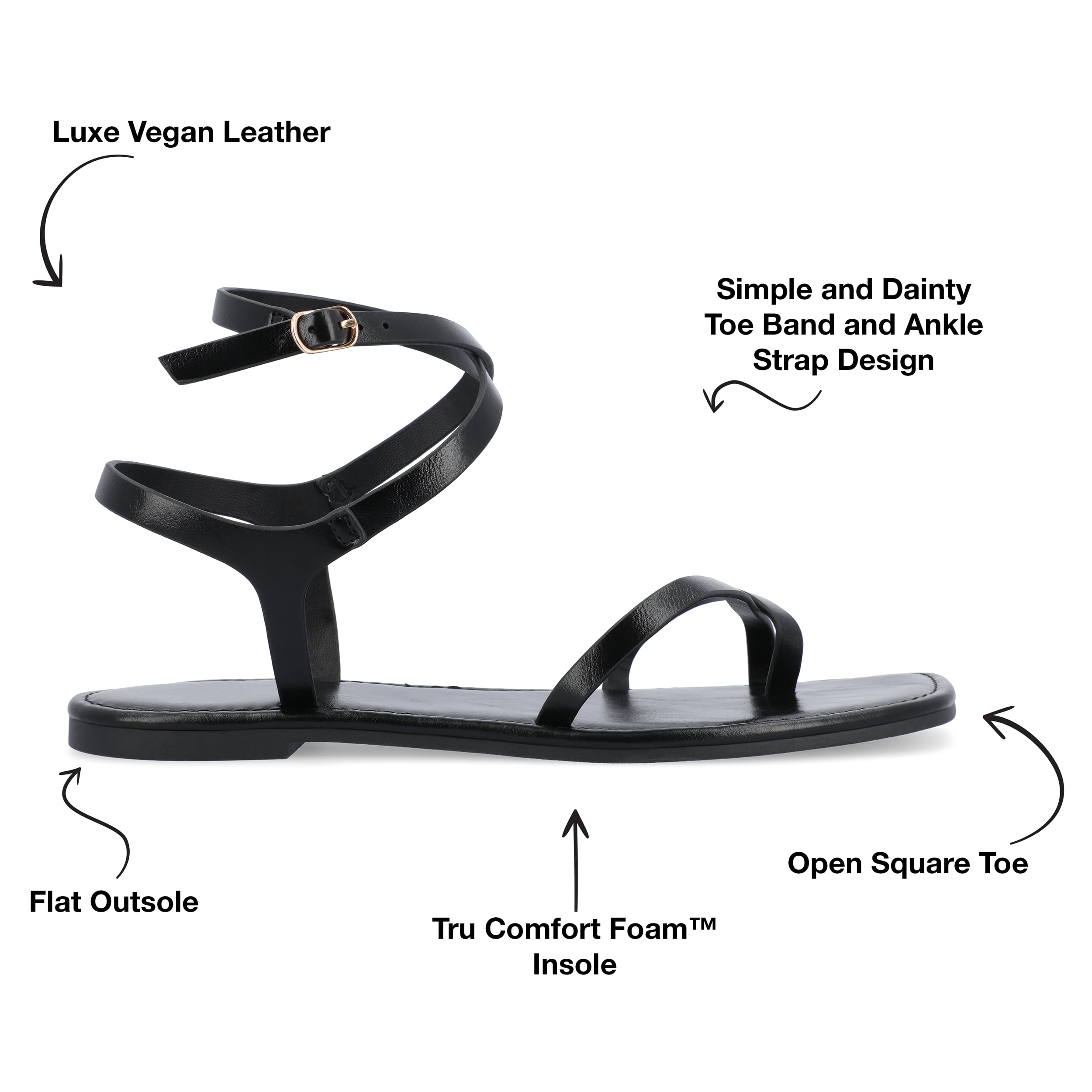 Journee Womens Charra Buckle Flat Sandals