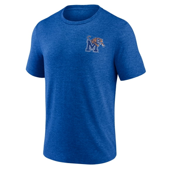 Men's Royal Memphis Tigers Left Chest Distressed Logo Tri-Blend T-Shirt