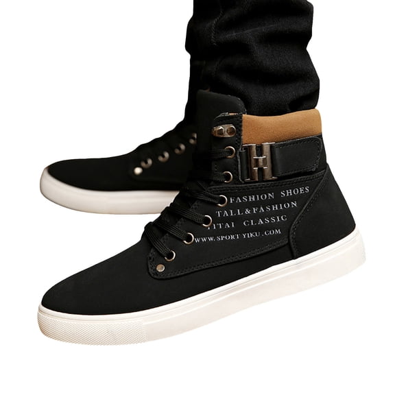 Joykidd Men's Flat Casual High‑Top Ankle Boots Lace‑Up Lightweight Retro Sneakers for Back‑To‑School Outfits Daily Wear