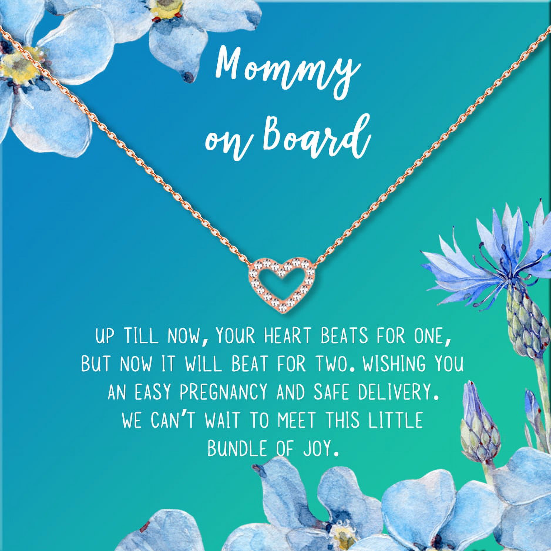 Mommy to Be Mother's Day Gift, Jewelry for Sister, New Mom Mother's Day Gift, Gift for Her, Necklace and Card Gift for Mom, Mommy to be Necklace and Card [Rose Gold Heart,Blue-Green Gradient]