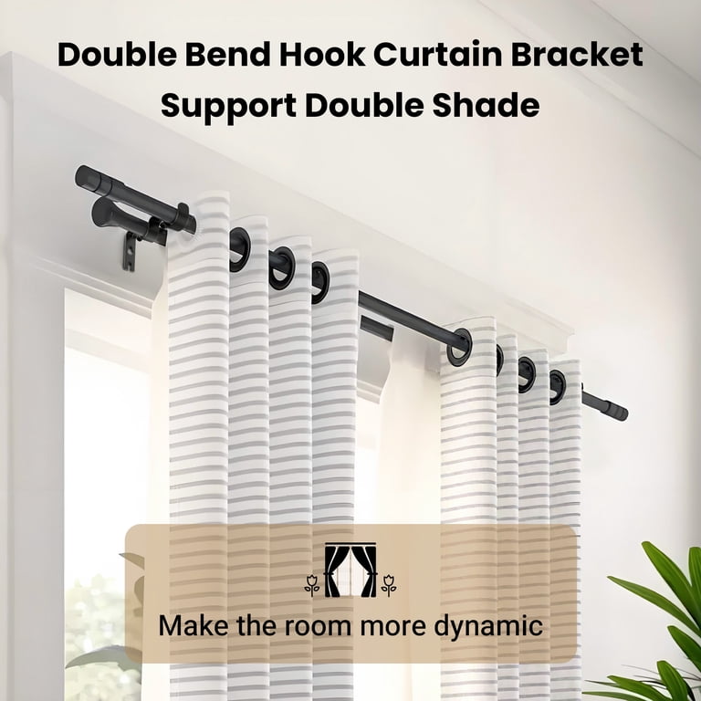 MOSENSE 2-Pack Double Rod Curtain Brackets, Heavy-Duty photo 5