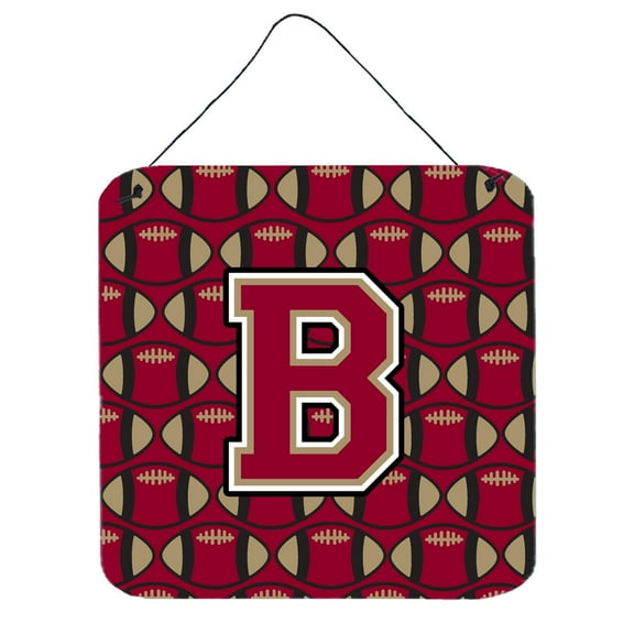 Letter B Football Garnet and Gold Wall or Door Hanging Prints