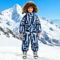 thumbnail image 2 of KAUOD Boys Cute Pattern Snowsuits One Piece Waterproof Snowboard Ski Jumpsuits Kids Faux-F𝐮r Hood Winter Insulated Ski Bib, 2 of 7