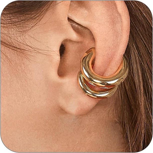 Ear Cuffs Pendientes sin perforación para mujer Cosas de moda Huggie Ear Cuff Pendientes de oro de 14 quilates Pendientes de oro para cartílago Regalos para sus novias Hija Nieta