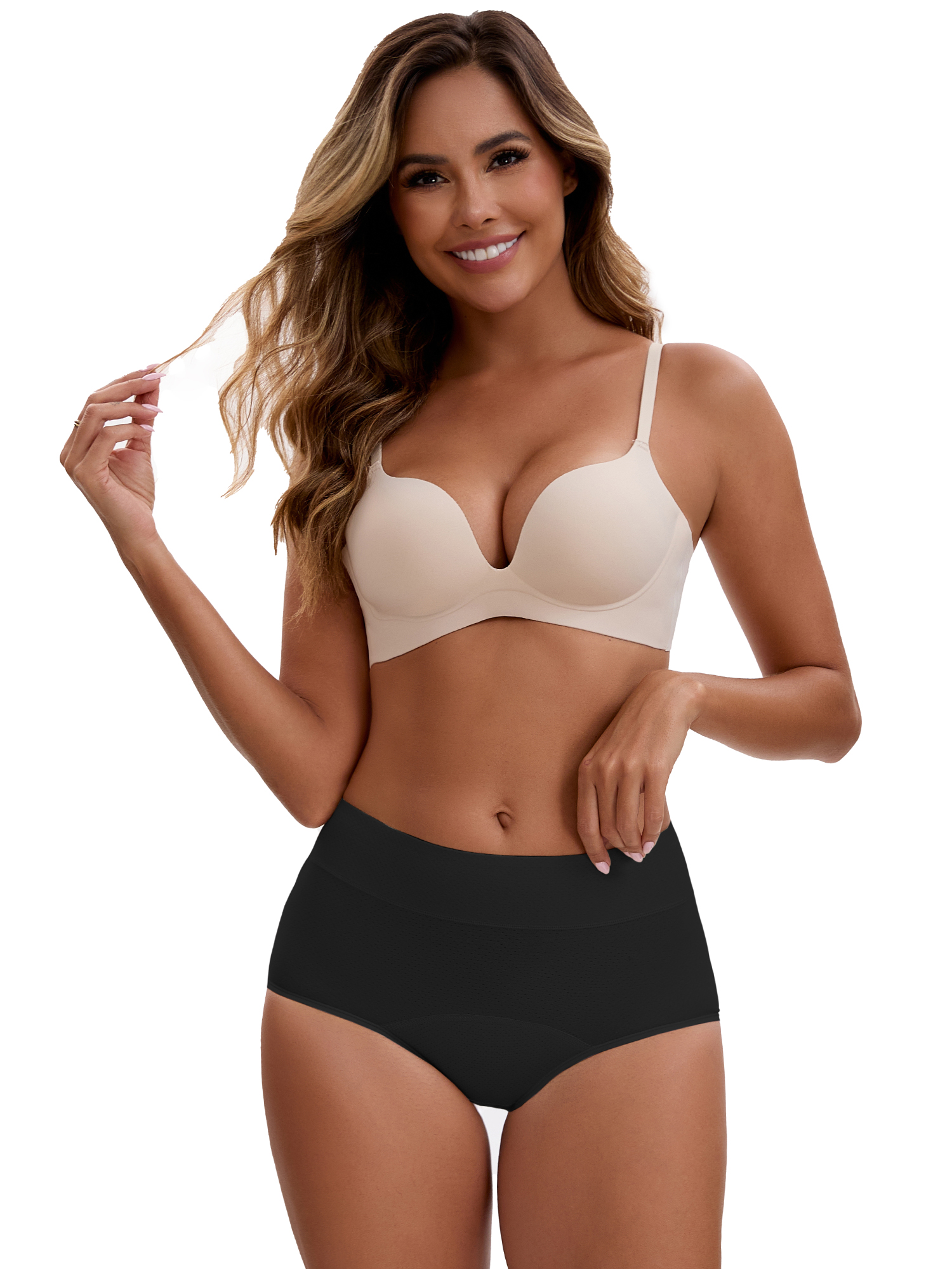 Unique Bargains Women's High Waist Cotton Briefs with Leak Proof Feature L Black