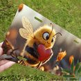 thumbnail image 5 of 1 Pcs 2D Flat License Plate Covers & Frames, Furry Bee Holding For Decorative Front, Waterproof For Decoration Aluminum License Plate Covers & Frames Cover For Men Women, 12" X 6", 5 of 6