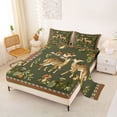 thumbnail image 2 of Castle Fairy Girls Vintage Cute Deer King Sheets 4pcs,Cartoon Mushroom Floral Bedding,Olive Brown White,1 Fitted Sheet, 1 Flat Sheet and 2 Pillowcases, 2 of 6