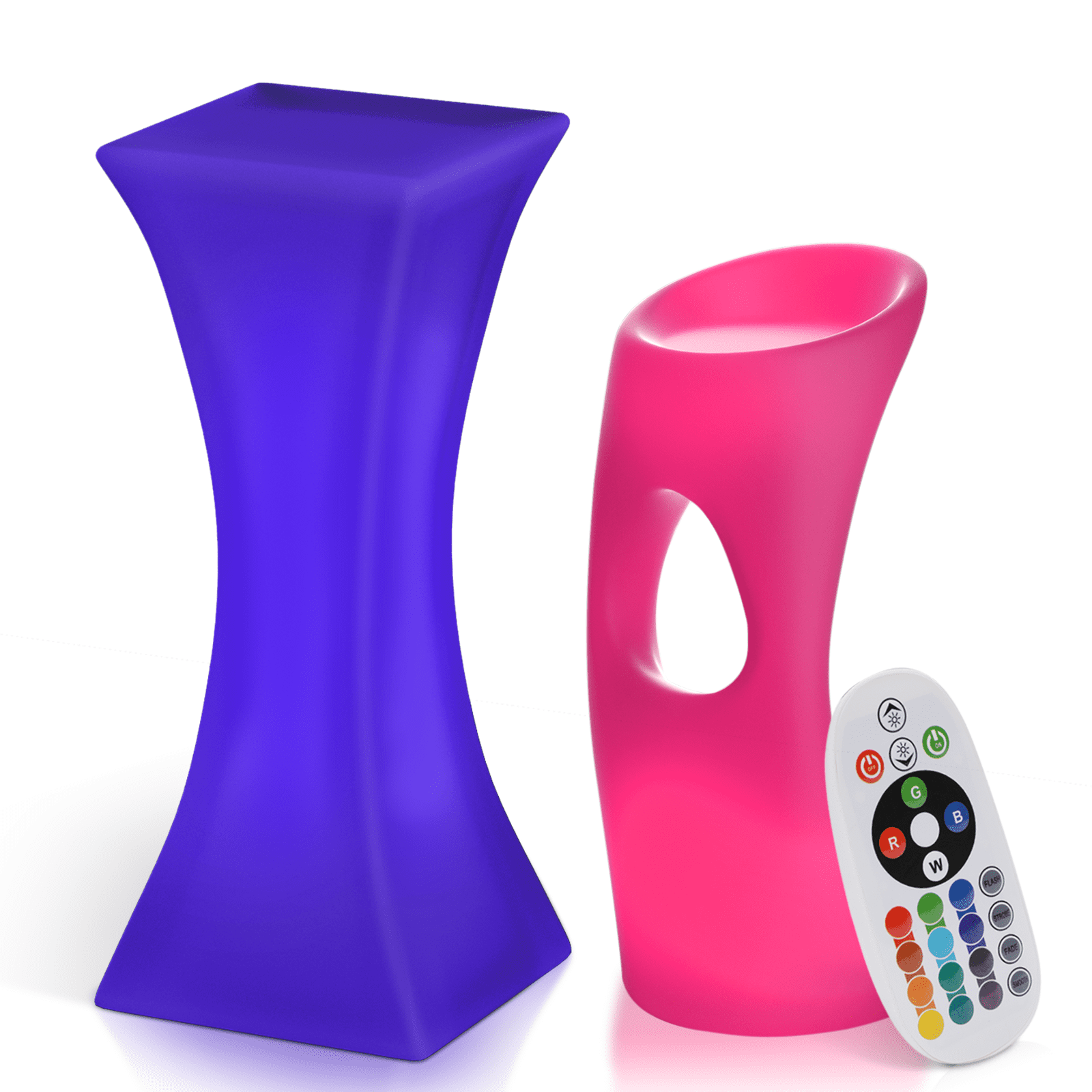 MoNiBloom Set of 2 LED Light Up Bar Table + Stool, 16 Color Changing Rechargeable Bar Table and