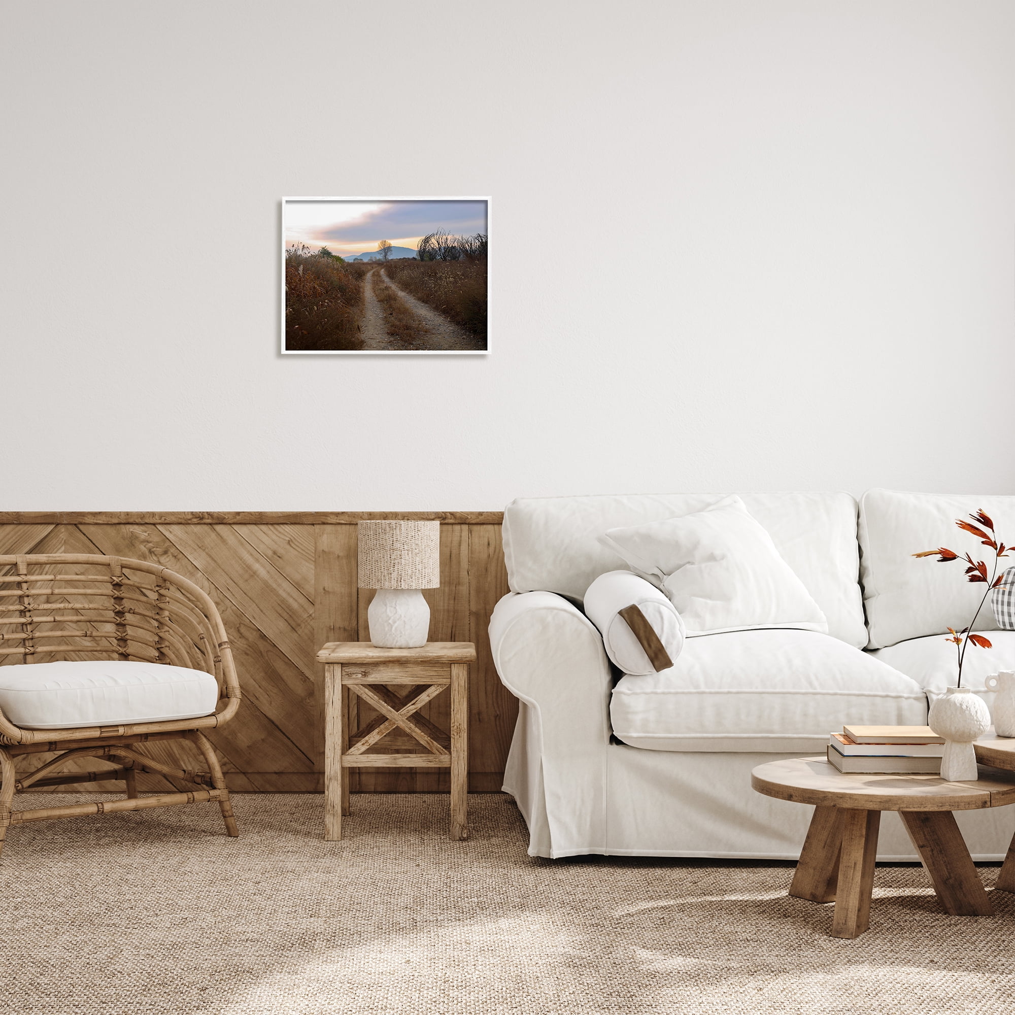 Stupell Industries Rural Trail Landscape Nature Photography White Framed Art Print Wall Art, 20 x 16