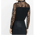 thumbnail image 2 of Express Lace Button Up Blouse Leather Trim Medium, 2 of 2