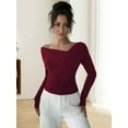 thumbnail image 2 of Women'S Off-the-Shoulder Tops, Fashionable Slim-Fit Long-Sleeved Spring and Autumn Nightclub Shirts Wine Red M, 2 of 6