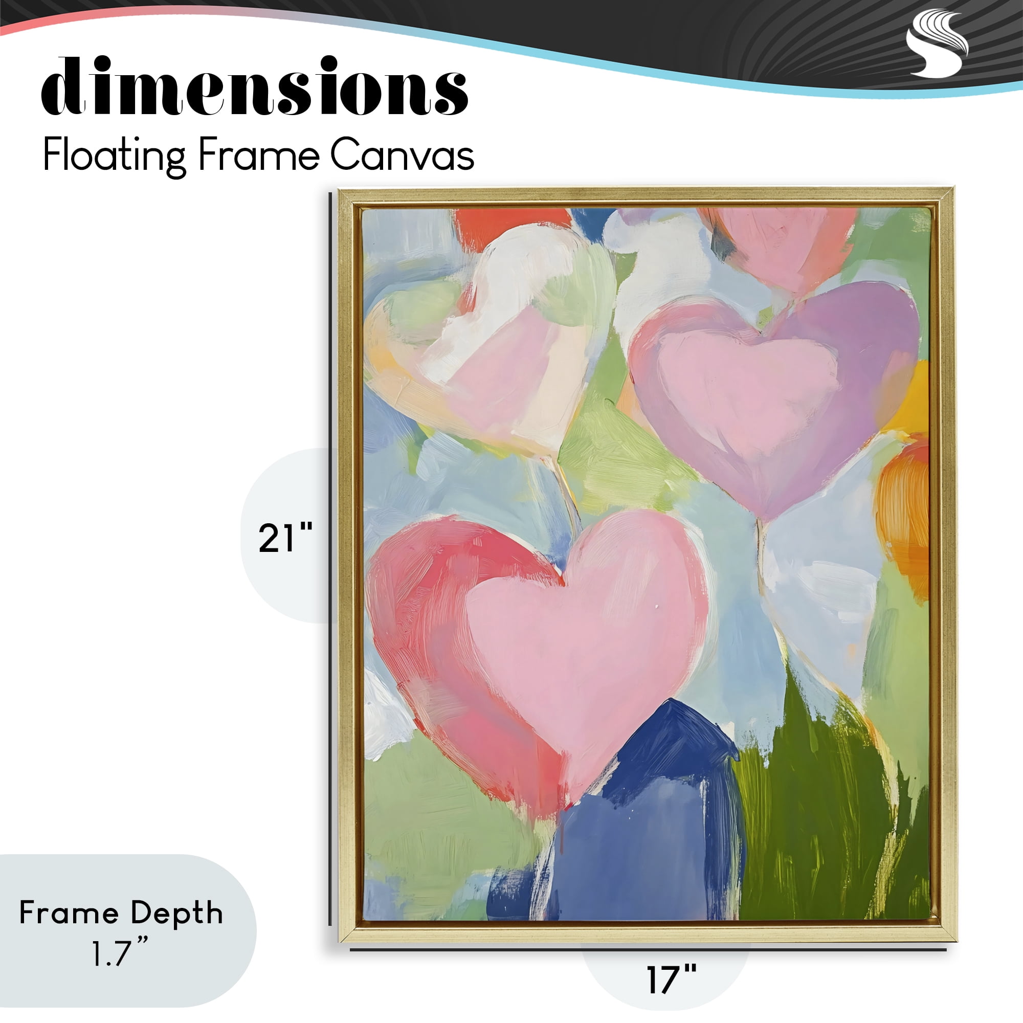 Stupell Industries Pink Hearts Abstraction Gold Framed Floater Canvas Wall Art, design by The Prints Vibe