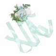 thumbnail image 3 of Flores artificiales para bodas para una ceremonia elegante con asientos de tela de hilo azul y decoración floral, 3 of 8