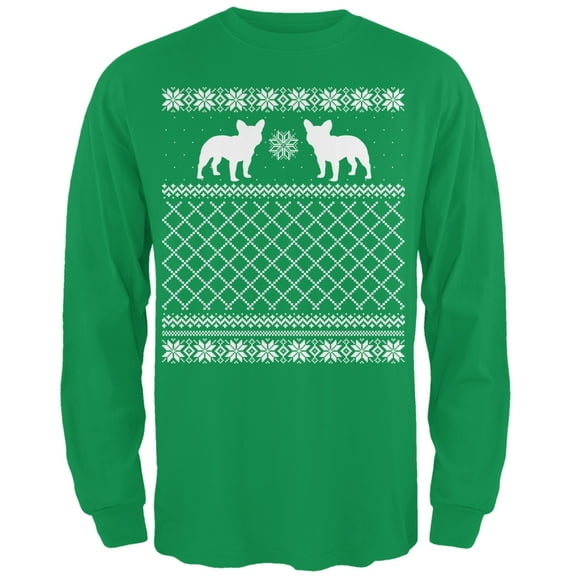 French Bulldog Ugly Christmas Sweater Irish Green Adult Long Sleeve T-Shirt