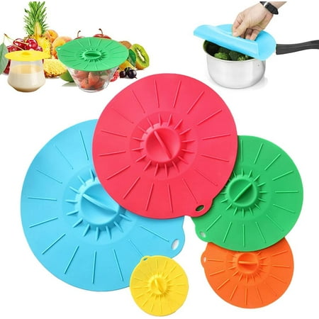 

Sicone Lid for Food Expandable Sicone Lids 5 Different Sizes Sicone Suction Lids for Bowls Pans Plates Cups Cans (Multicolor)