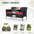 thumbnail image 7 of Vineego Outdoor Patio Loveseat Black Wicker 2-Seat Patio Conversation Set with Cushions & Center Storage Table，Red, 7 of 7