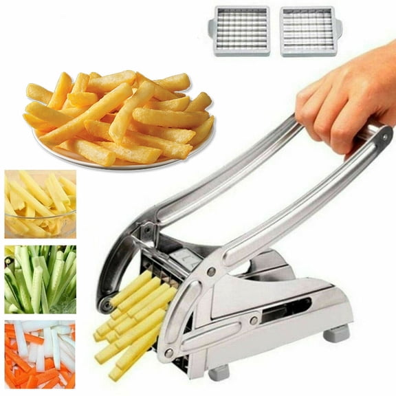 Heavy-Duty Commercial French Fry Cutter & Stainless Steel Potato Slicer Machine with 2 Interchangeable Blades – Professional Kitchen Vegetable Cutter Tool