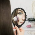 thumbnail image 4 of Vintage Handheld Mirror, Small Hand Held Decorative Mirrors For Face Makeup Embossed Flower Portable Antique Travel Personal Cosmetic Mirror - Black, 4 of 6