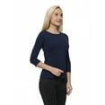 thumbnail image 3 of Womens Three Quarter Sleeve Blouse Casual Wear, L, Dark Navy Blue, by Ambesonne, 3 of 4