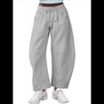 thumbnail image 3 of Pantalones Deportivos para Mujer con Cintura Elástica, Pierna y Cordón Ajustable, Estilo Palazzo Informal con Bolsillos. Gris M, 3 of 6
