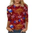 thumbnail image 1 of CHUANK Plus Hauts pour Femmes Chic Décontracté Col Rond Manches Courtes Chemises et Blouses pour Femmes T-Shirts à Imprimé Papillon du 4 Juillet pour Femmes Tunique Graphique Patriotique Tendance Haut d'Été Plage, 1 of 5