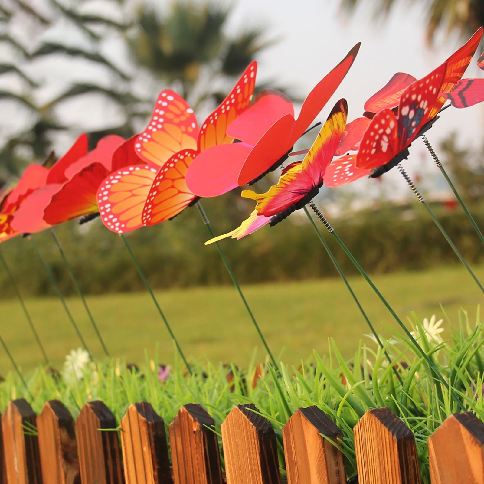 12 Pcs Butterfly Stakes Outdoor Yard Planter Flower Pot Bed Garden Decor Art 