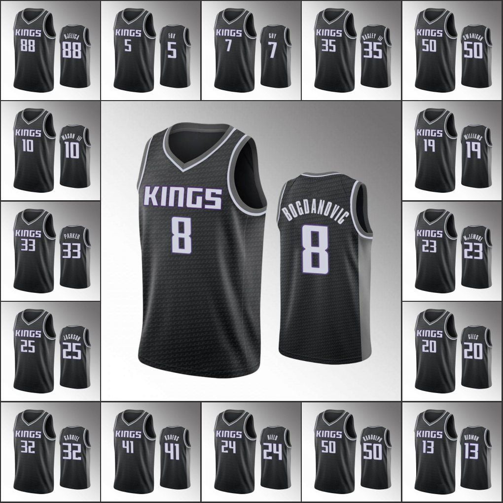 NBA_ Jersey Sacramento''Kings''Men De'Aaron Fox Marvin Bagley III Buddy  Hield Nemanja Bjelica Statement Black Custom Jersey 