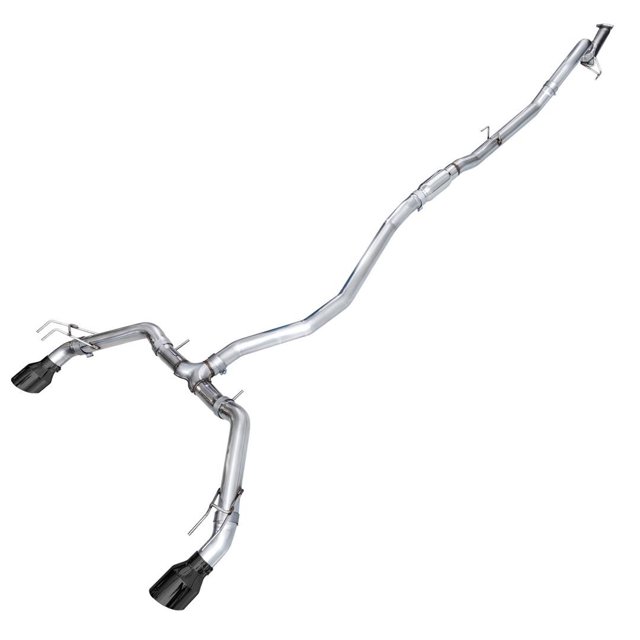 AWE Tuning Exhaust System Kit 3020-33331 Track Edition Cat-Back System; Stainless Steel; Without Muffler; Single Exhaust With Dual Exits; Rear Exit; Diamond Black Tip