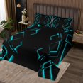 thumbnail image 2 of Erosebridal Neon Geometry Quilt Sets for Queen Size Bed, Abstract Checkered Bed Set, Stripe Room Decor, 3pcs, 2 of 5