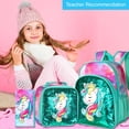 thumbnail image 6 of 3PCS Unicorn Backpack, 16" Sequin Kids Bookbag for Girls, Elementary Preschool Preschool School Backpacks with Lunch Box - Green, 6 of 6